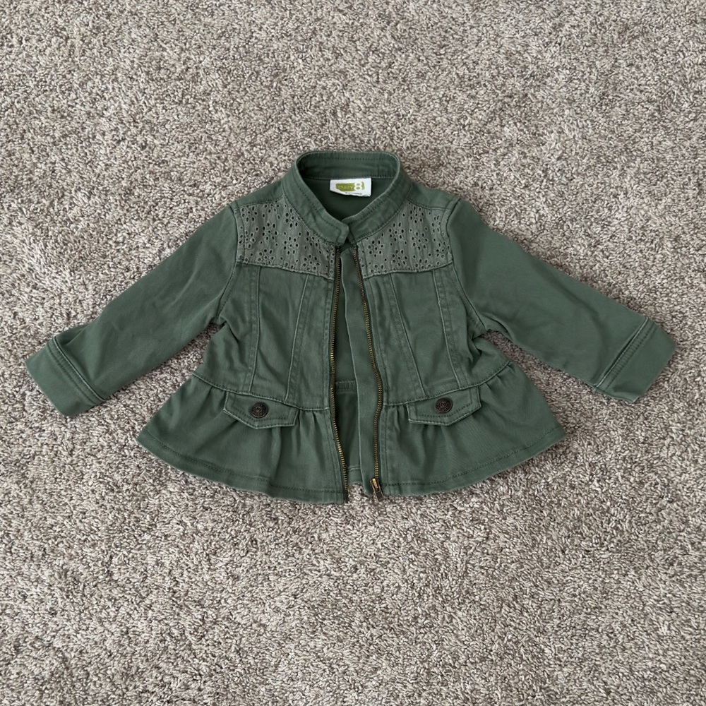Crazy 8 baby girls toddler Girls green Army Utility Jacket size 12-18 months